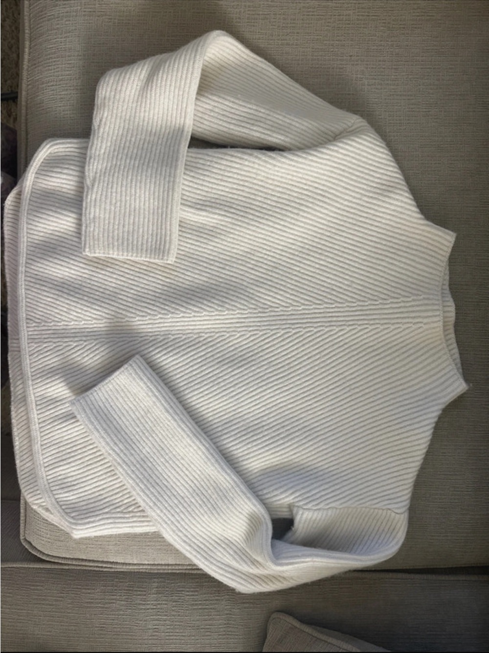 Babaton Aritzia Cream Ribbed Turtleneck Sweater